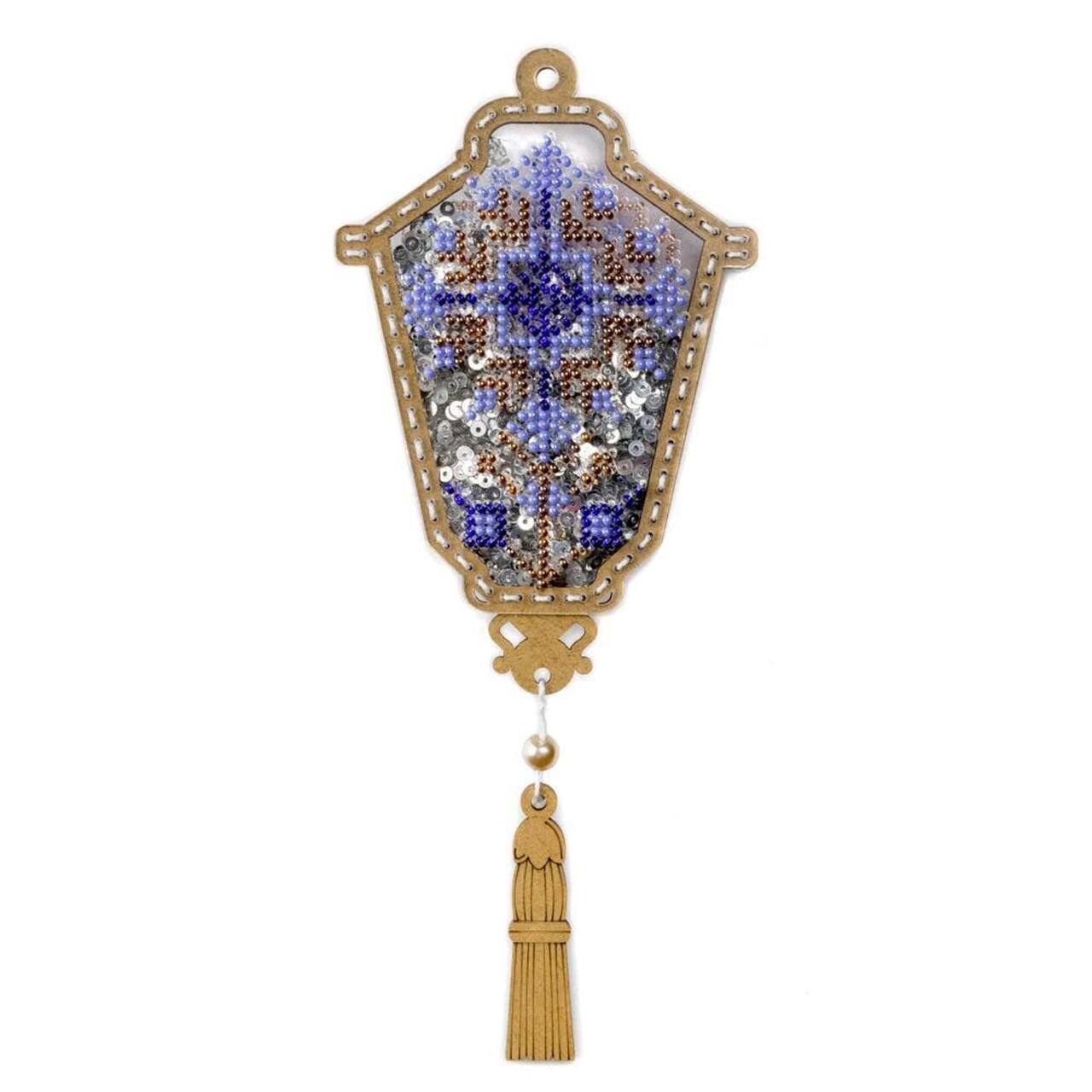 Wonderland Crafts Blue Lantern Christmas Ornament Bead Embroidery Kit